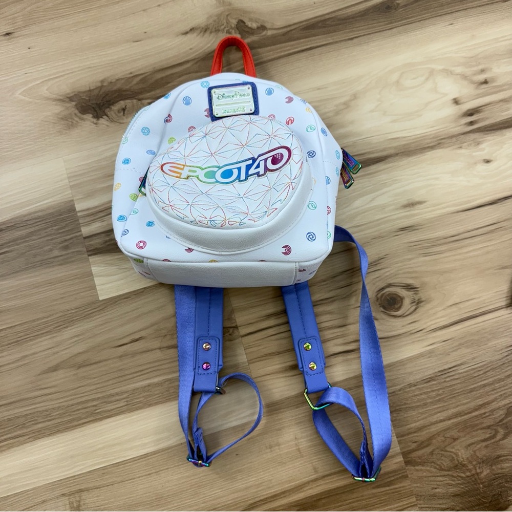 Disney EPCOT 40 Loungefly White and Purple Kids Backpack
